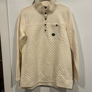 L.L. Bean Cream Quilted Women's Mocknwck Tunic Sweater